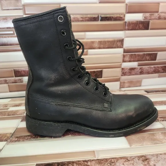 Addison Shoe Company Military Flight Boots Steel Toe Black Vintage 90s Biltrite