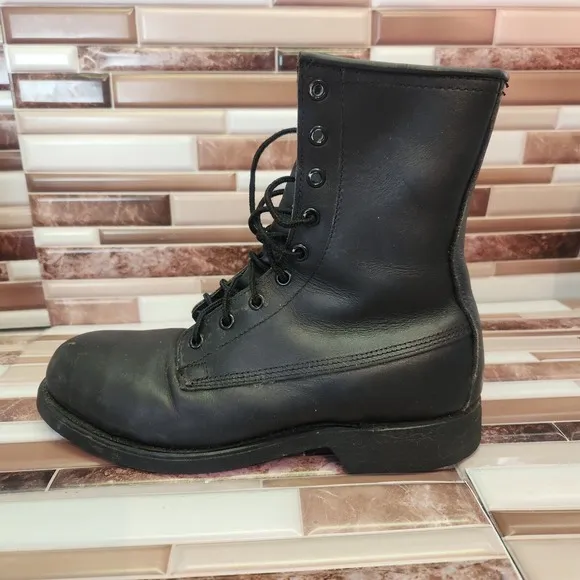 Addison Shoe Company Military Flight Boots Steel Toe Black Vintage 90s Biltrite