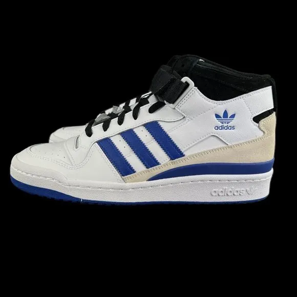 Adidas Forum Mid White Black Royal Blue Shoes FY6796 Men's Sizes 8.5 - 10.5