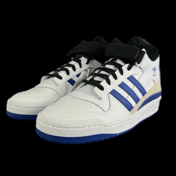 Adidas Forum Mid White Black Royal Blue Shoes FY6796 Men's Sizes 8.5 - 10.5