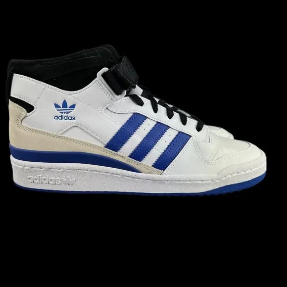 Adidas Forum Mid White Black Royal Blue Shoes FY6796 Men's Sizes 8.5 - 10.5