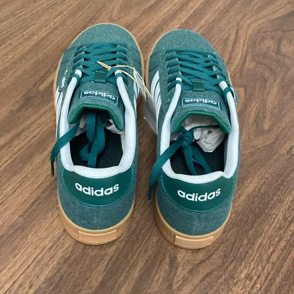 Adidas Green Denim and White Retro Sneakers