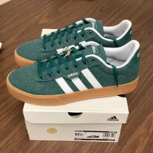 Adidas Green Denim and White Retro Sneakers