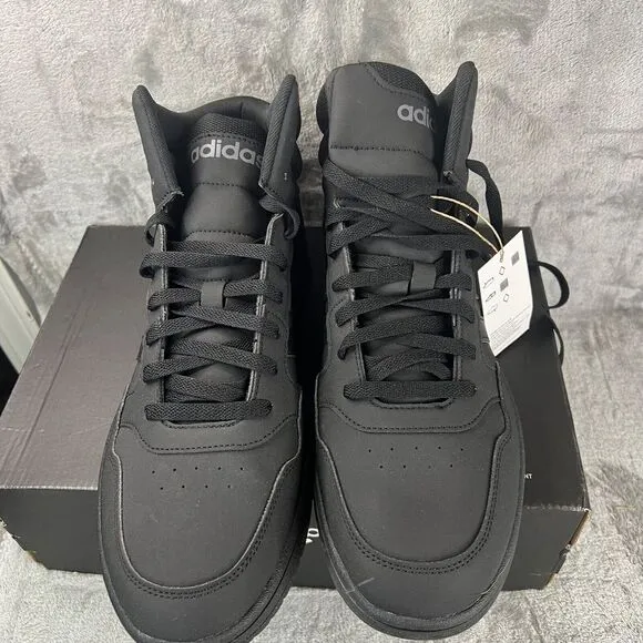 Adidas Hoops 3.0‎ Black Lace Up Mid Top Basketball Shoes GV6683 Mens Size 13