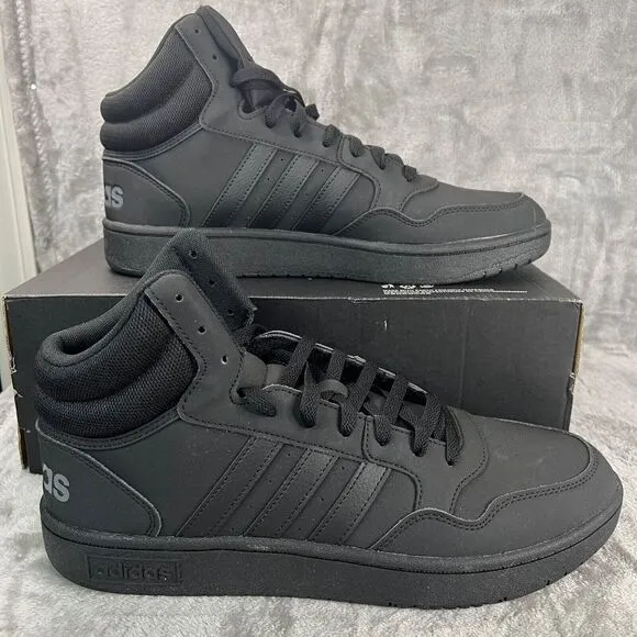 Adidas Hoops 3.0‎ Black Lace Up Mid Top Basketball Shoes GV6683 Mens Size 13