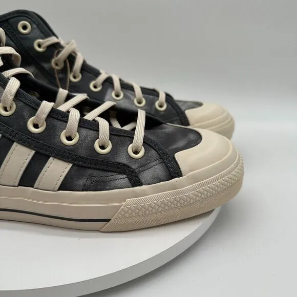 Adidas Nizza High RF Shoes Mens 10 Parley Gray‎ White Originals Sneakers Striped