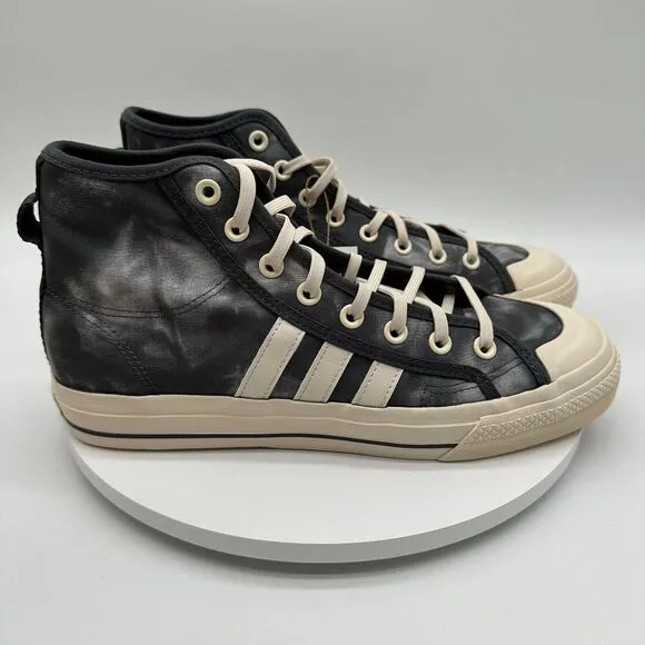 Adidas Nizza High RF Shoes Mens 10 Parley Gray‎ White Originals Sneakers Striped