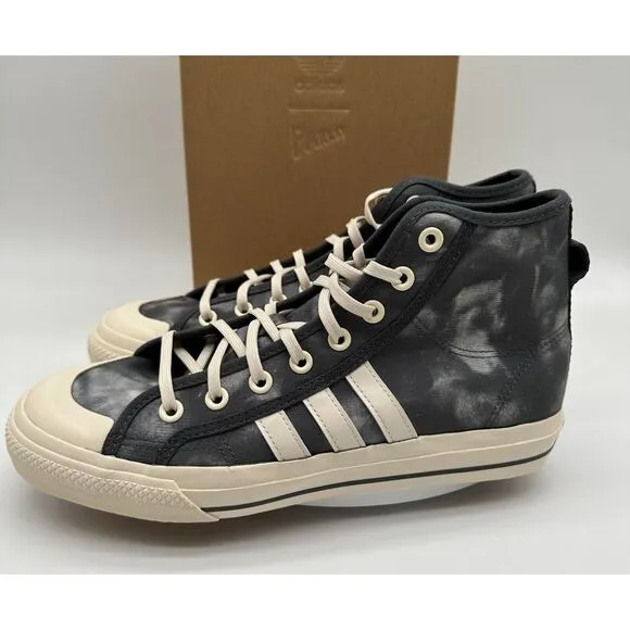 Adidas Nizza High RF Shoes Mens 10 Parley Gray‎ White Originals Sneakers Striped