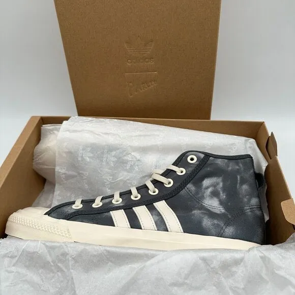 Adidas Nizza High RF Shoes Mens 10 Parley Gray‎ White Originals Sneakers Striped