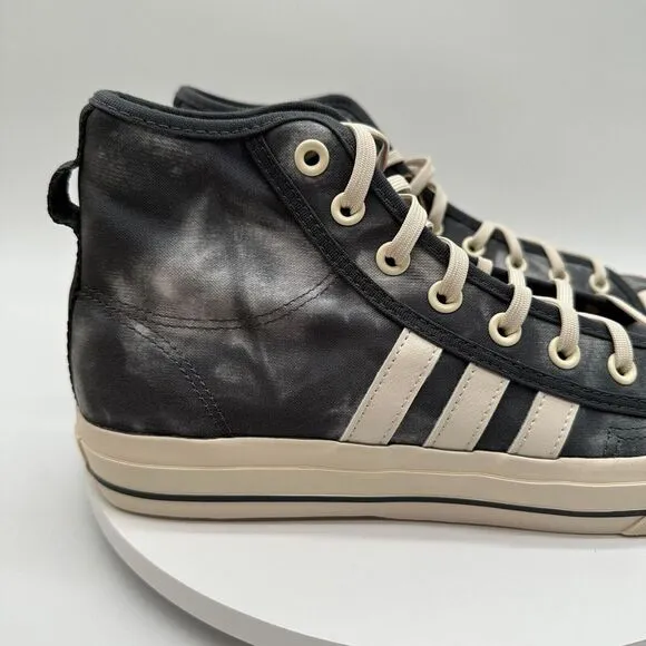 Adidas Nizza High RF Shoes Mens 10 Parley Gray‎ White Originals Sneakers Striped