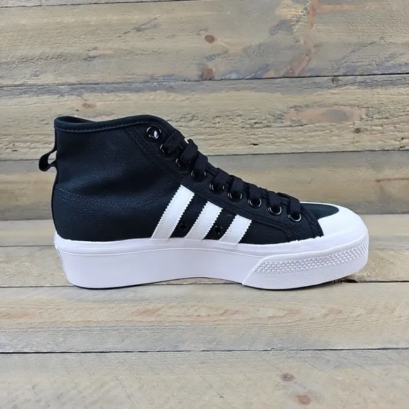 adidas Nizza Platform Mid Women's Shoes Canvas Black White