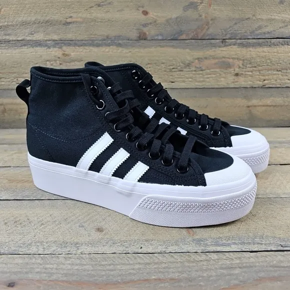 adidas Nizza Platform Mid Women's Shoes Canvas Black White