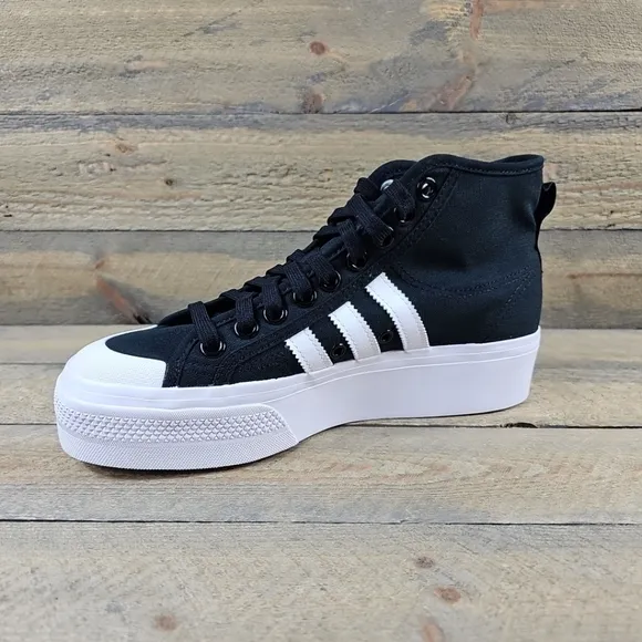 adidas Nizza Platform Mid Women's Shoes Canvas Black White