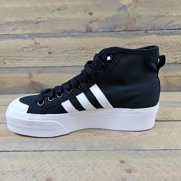 adidas Nizza Platform Mid Women's Shoes Canvas Black White