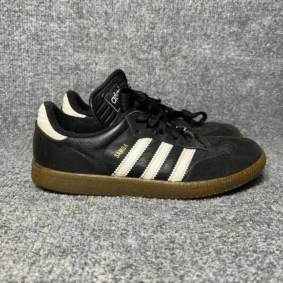 Adidas Samba Sneakers Mens US 5.5 Black Leather Low Top Lace Up Casual Shoes
