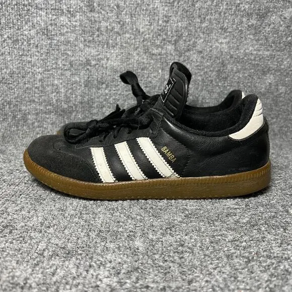 Adidas Samba Sneakers Mens US 5.5 Black Leather Low Top Lace Up Casual Shoes