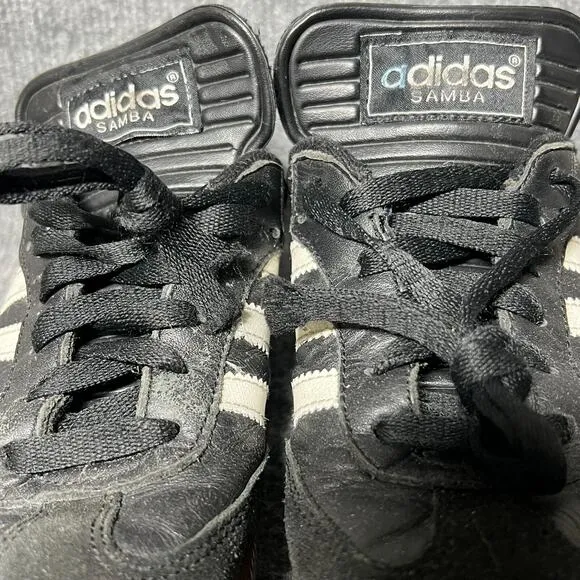 Adidas Samba Sneakers Mens US 5.5 Black Leather Low Top Lace Up Casual Shoes