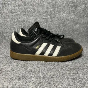 Adidas Samba Sneakers Mens US 5.5 Black Leather Low Top Lace Up Casual Shoes