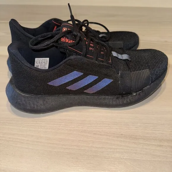 Adidas Senseboost Go Core Black Boost Blue Violet MET Sneakers Men's 10.5