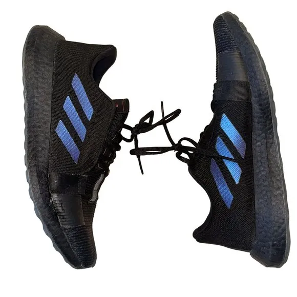 Adidas Senseboost Go Core Black Boost Blue Violet MET Sneakers Men's 10.5