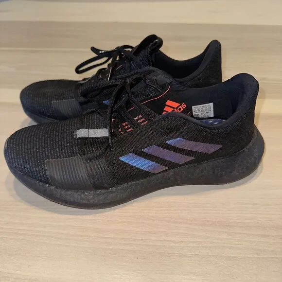 Adidas Senseboost Go Core Black Boost Blue Violet MET Sneakers Men's 10.5