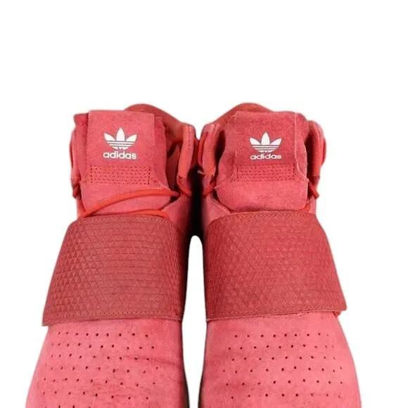 Adidas Shoes Mens 11 Sneakers Athletic Strap Trainer Tubular Invader Leather Red