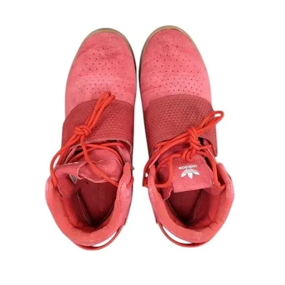 Adidas Shoes Mens 11 Sneakers Athletic Strap Trainer Tubular Invader Leather Red