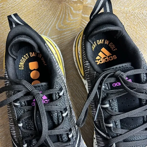 ADIDAS Solarthon Golf Shoes - Core Black / Sonic Fuchsia / Solar Gold 8/5