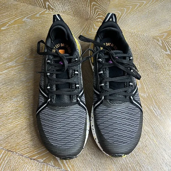 ADIDAS Solarthon Golf Shoes - Core Black / Sonic Fuchsia / Solar Gold 8/5