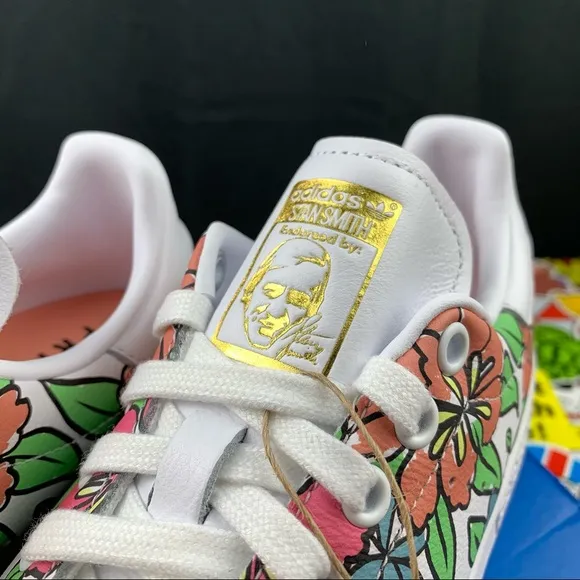 Adidas Stan Smith Leather Floral Size 6.5 Womens