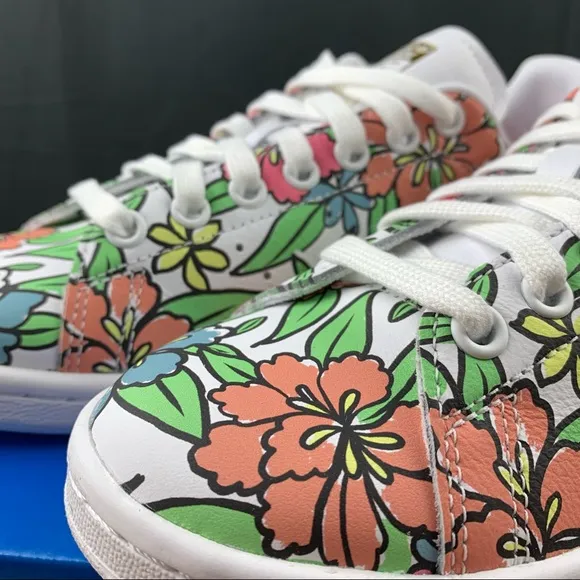Adidas Stan Smith Leather Floral Size 6.5 Womens