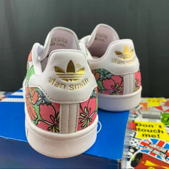 Adidas Stan Smith Leather Floral Size 6.5 Womens