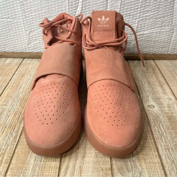 Adidas Tubular Invader Raw Pink Suede Strap Basketball Shoes Size 12