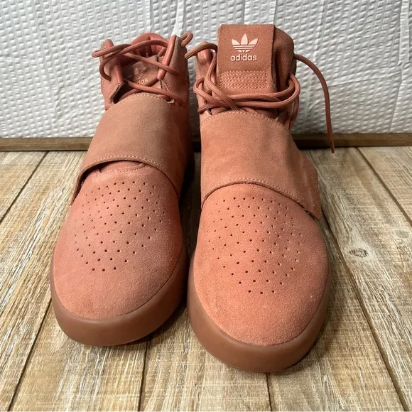 Adidas Tubular Invader Raw Pink Suede Strap Basketball Shoes Size 12