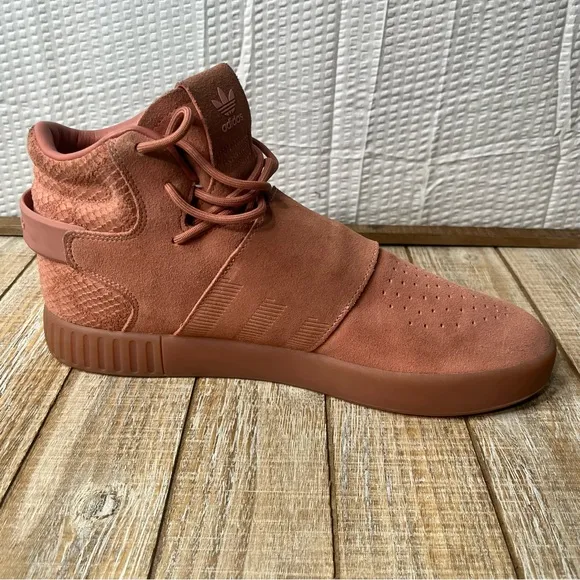 Adidas Tubular Invader Raw Pink Suede Strap Basketball Shoes Size 12
