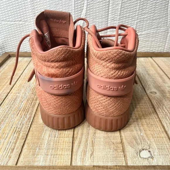 Adidas Tubular Invader Raw Pink Suede Strap Basketball Shoes Size 12