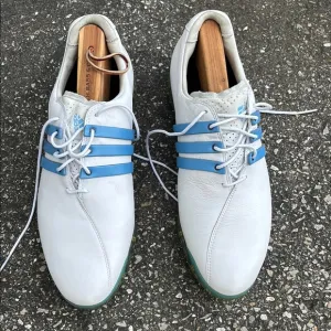 ADIDAS White and Blue Men's Golf Shoes