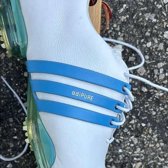 ADIDAS White and Blue Men's Golf Shoes