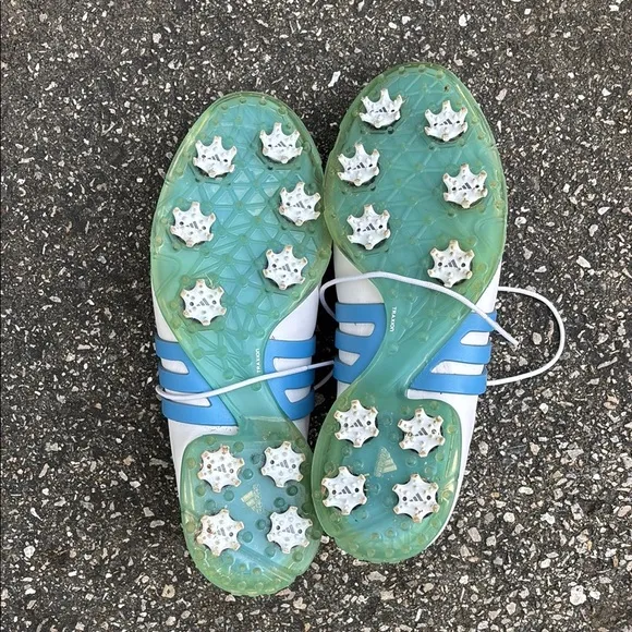 ADIDAS White and Blue Men's Golf Shoes