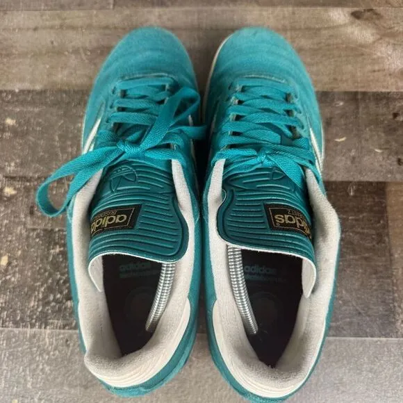 Adidas Mens Size 12 Athletic Sneakers Turquoise Blue White Lace Up Comfort Shoes