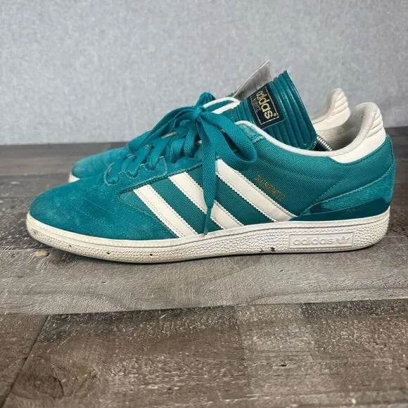 Adidas Mens Size 12 Athletic Sneakers Turquoise Blue White Lace Up Comfort Shoes