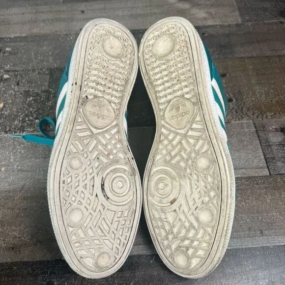 Adidas Mens Size 12 Athletic Sneakers Turquoise Blue White Lace Up Comfort Shoes