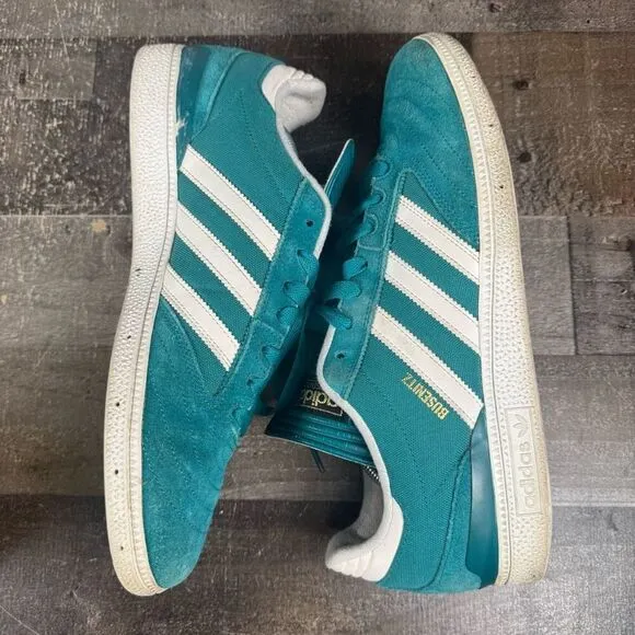 Adidas Mens Size 12 Athletic Sneakers Turquoise Blue White Lace Up Comfort Shoes