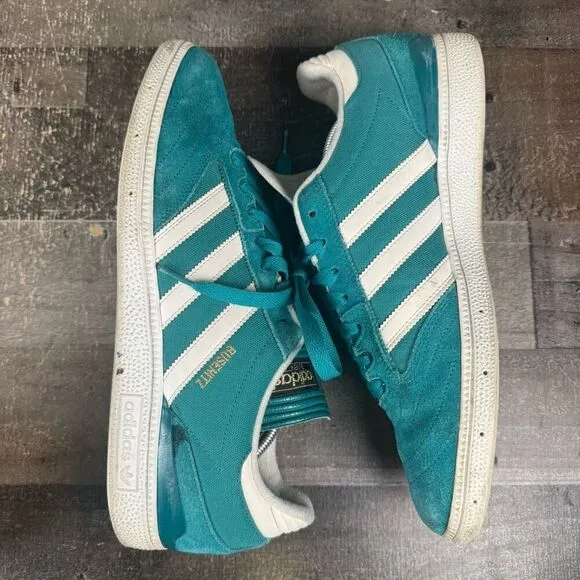 Adidas Mens Size 12 Athletic Sneakers Turquoise Blue White Lace Up Comfort Shoes