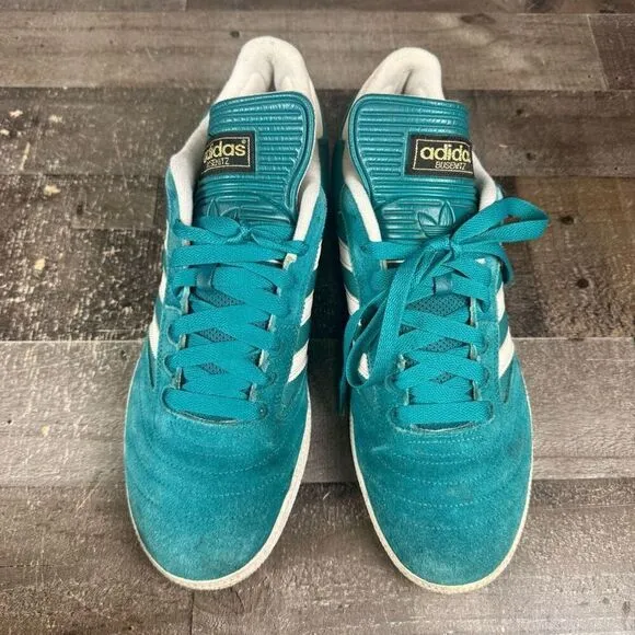 Adidas Mens Size 12 Athletic Sneakers Turquoise Blue White Lace Up Comfort Shoes