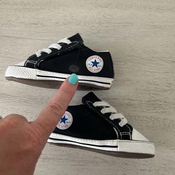 Adorable white and black Baby Converse Chuck Taylor All Star Cribster Sneakers