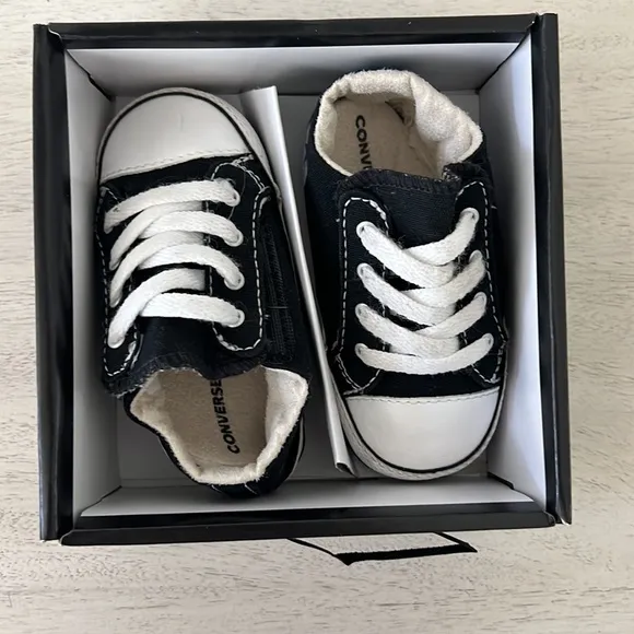 Adorable white and black Baby Converse Chuck Taylor All Star Cribster Sneakers