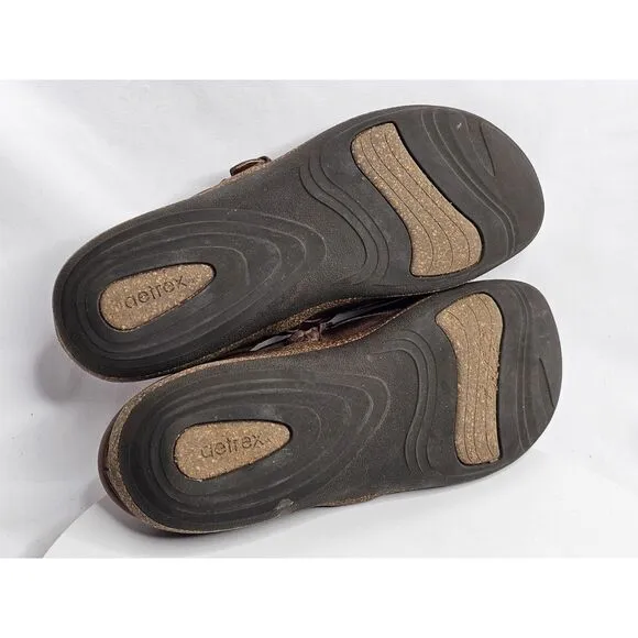 Aetrex Libby Women Shoes Brown 10M Braided Leather Casual Comfort Mules Clogs