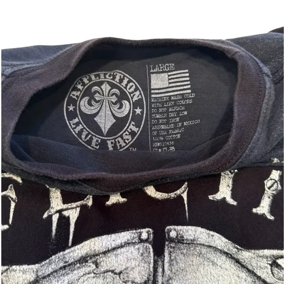 Affliction Live Fast Men’s Tee | Size Large | Skull &amp; Wrench Design
