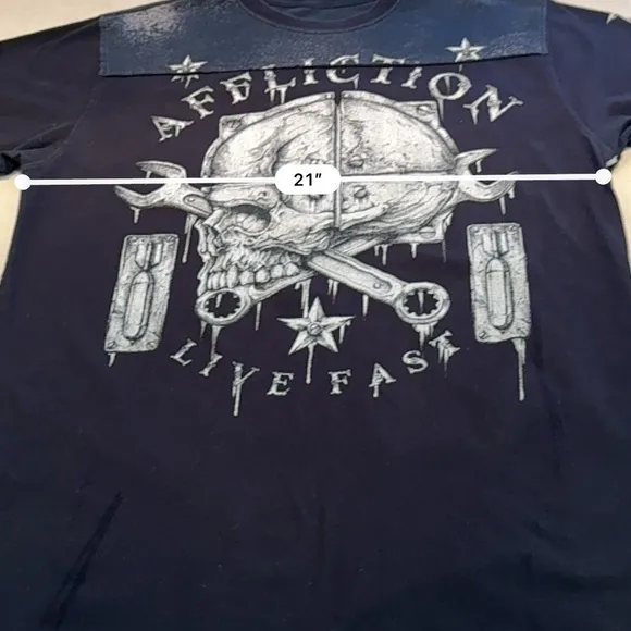 Affliction Live Fast Men’s Tee | Size Large | Skull &amp; Wrench Design